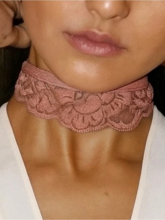 Other - 11.Free people We are HAH All Choked Up Pink Choker Lace Garter Dusty Rose Neck